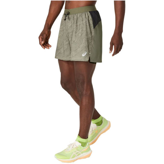 ASICS Fujitrail All Over Print 5IN Short 2011D392-300 Green L In preparation Your Sports Performance