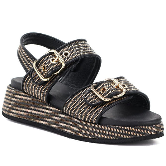 Women's black and gold platform sandals Artiker 58C1741 Artiker