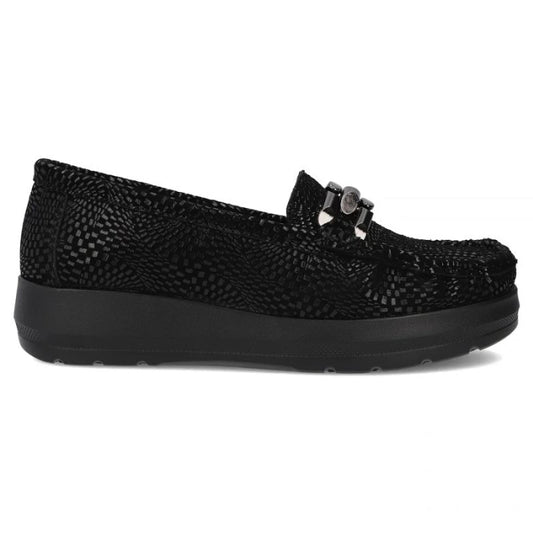 Women's leather platform loafers, black, Filippo DP7652 Filippo