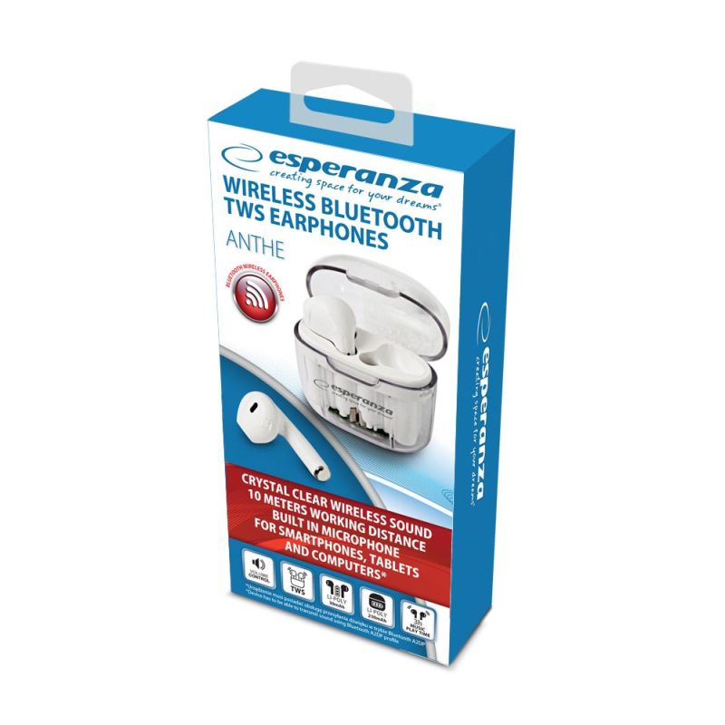 ESPERANZA BLUETOOTH TWS EARPHONES ANTHE WHITERDERA EH237W In preparation Your Sports Performance