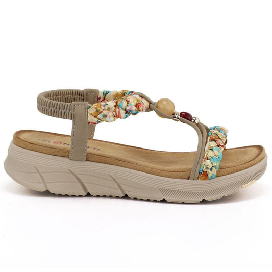 Women's beige wedge sandals Artiker 58C0001 Artiker