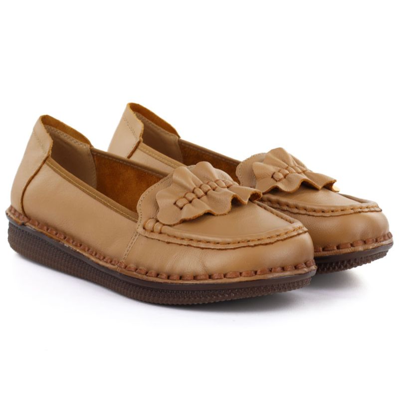 Women's leather loafers camel Artiker 58C1504 Artiker