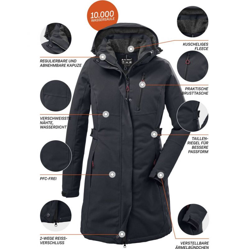 Killtec KOW 165 36 Women's Hooded Parka, Black, Waterproof, Windproof (37726/200) In preparation Your Sports Performance