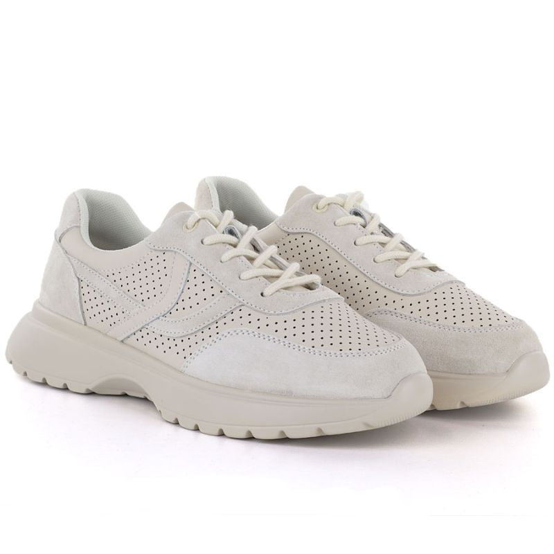 Women's leather sports shoes with openwork pattern, beige, Vinceza 41507 Vinceza