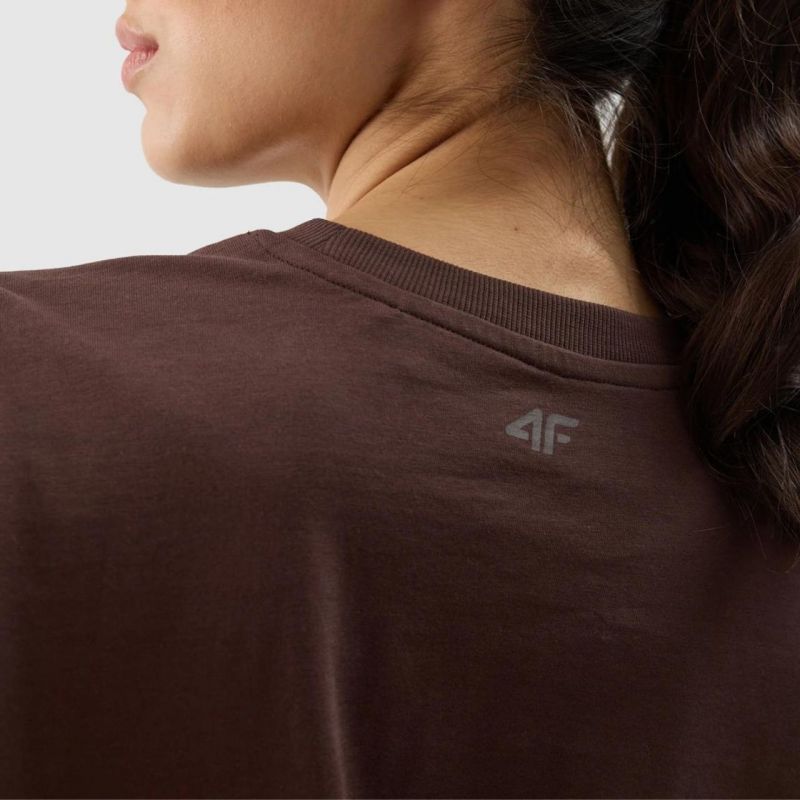 Women's T-shirt 4F F1354 dark brown 4FWSS24TTSHF1354 80S In preparation Your Sports Performance