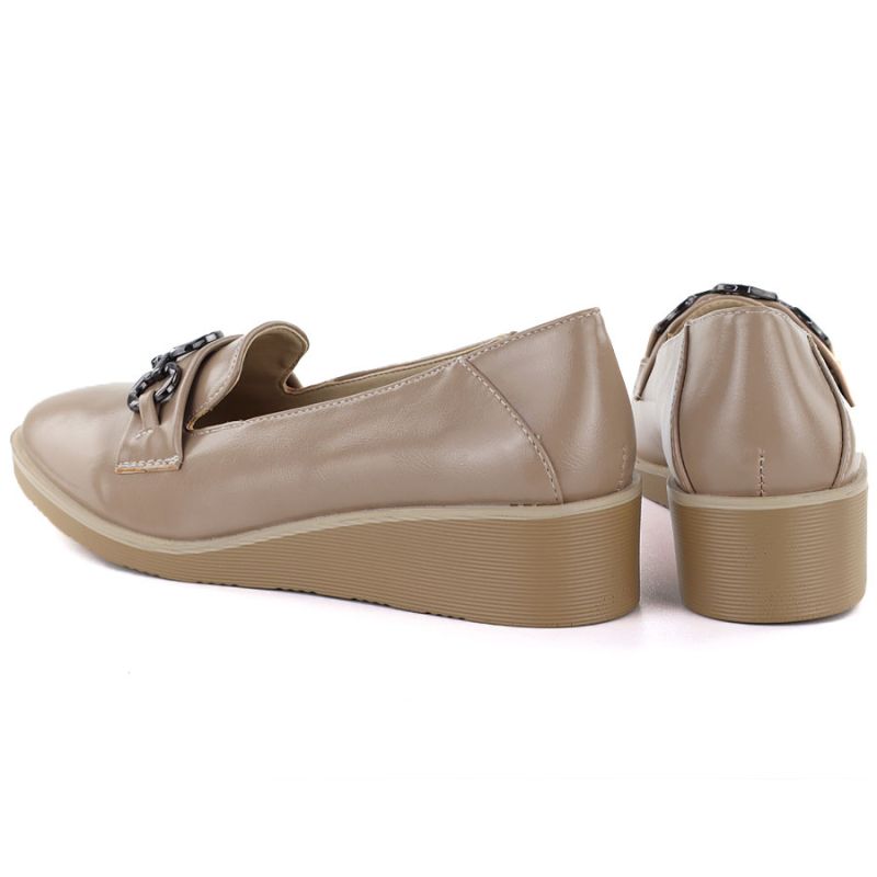 Women's beige wedge shoes with decoration M.Daszyński MR2265 M. Daszyński