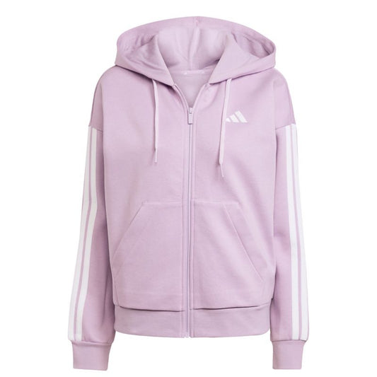 Women's adidas Essentials 3-Stripes Full-Zip Fleece Hoodie Purple JY3080 In preparation Adidas