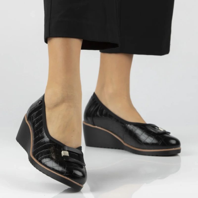 Leather wedge pumps black Filippo DP7661/26 BK Filippo
