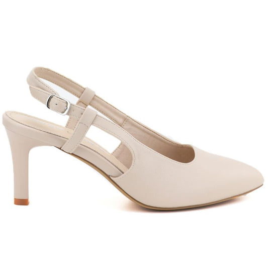 Beige patent leather slingback pumps with a stiletto heel Sergio Leone SK157 LEONE