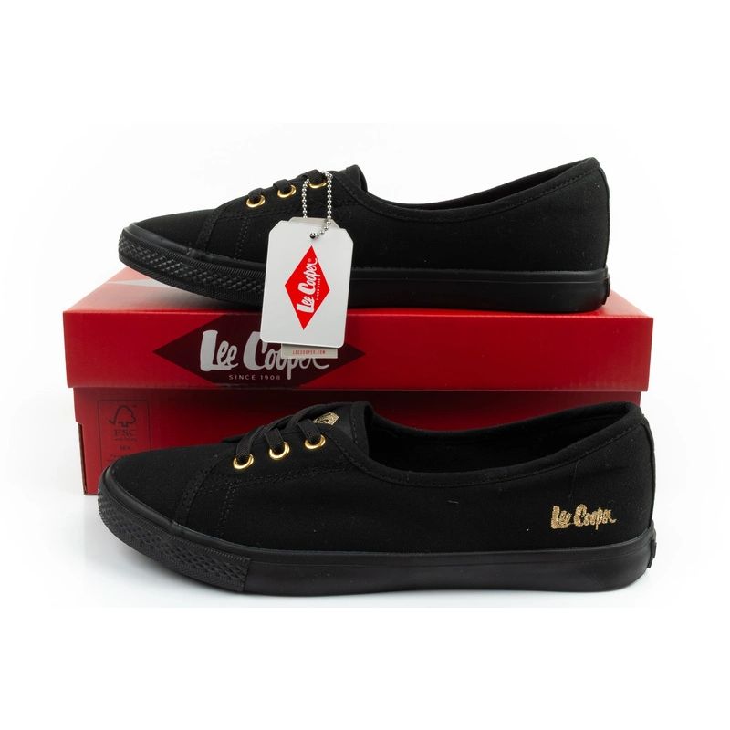 Lee Cooper shoes women's sneakers sporty black slip-on ballet flats