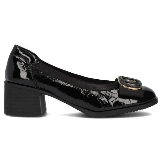 Black patent leather pumps on a block heel Filippo DP6960 Filippo