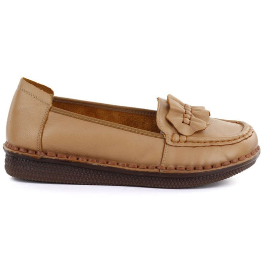 Women's leather loafers camel Artiker 58C1504 Artiker