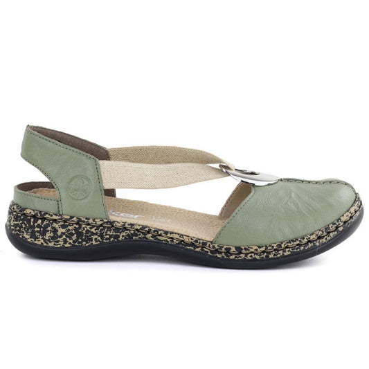 Rieker 46461-52 Green Leather Closed-Toe Sandals Rieker