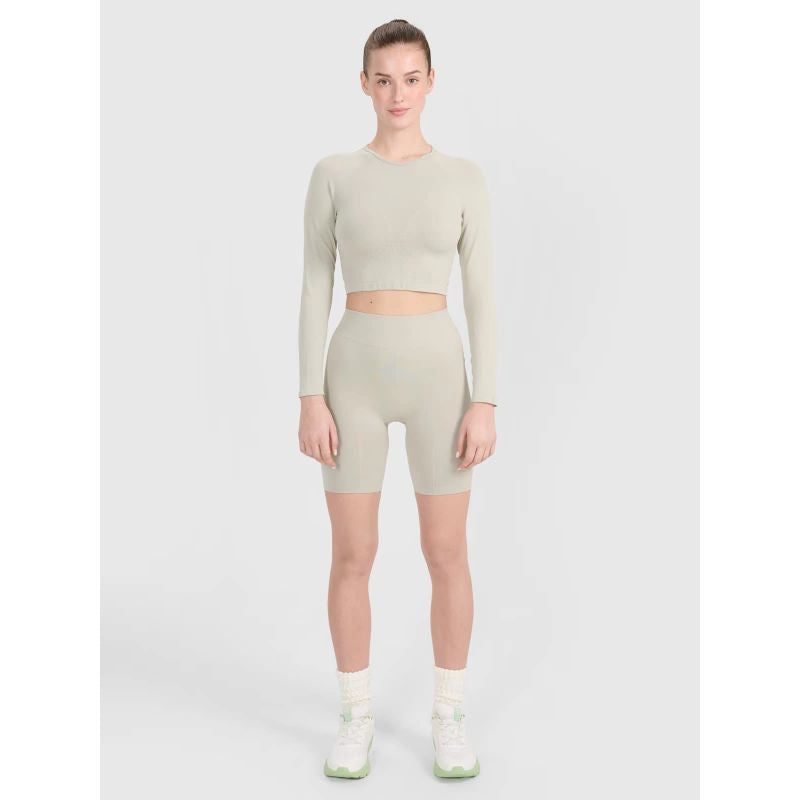 Women's training longsleeve crop top with cutout back 4F 4FRSS25TFLOF486-83S *Kategoria tymczasowa Your Sports Performance