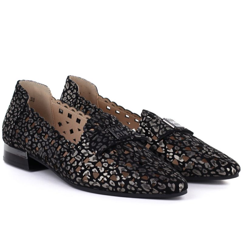 Women's leather openwork shoes, black, Cambell 35307 Cambell