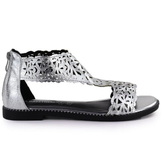 Women's openwork silver sandals M.Daszyński MR24148-2 M. Daszyński