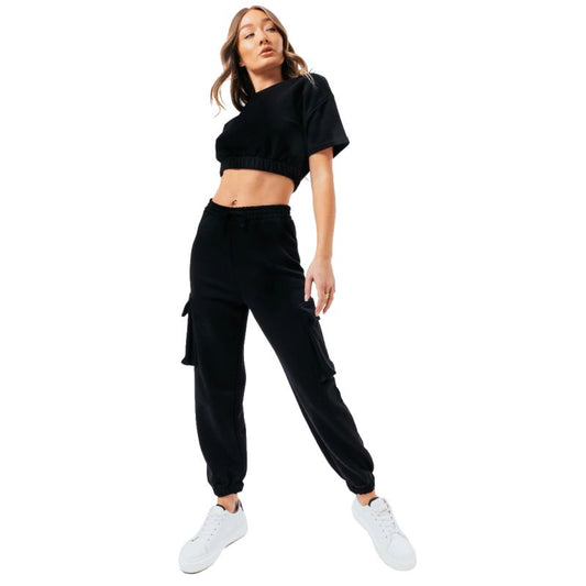 Justhype Sweat Crop T-Shirt-Cargo Joggers W LABON005 Clothing , Tracksuits , Women Your Sports Performance