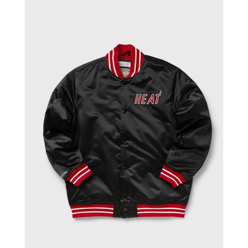 Mitchell & Ness NBA Heavyweight Satin Jacket Miami Heat M OJBF3413-MHEYYPPPBLCK Clothing , Jackets, vests , Men Your Sports Performance