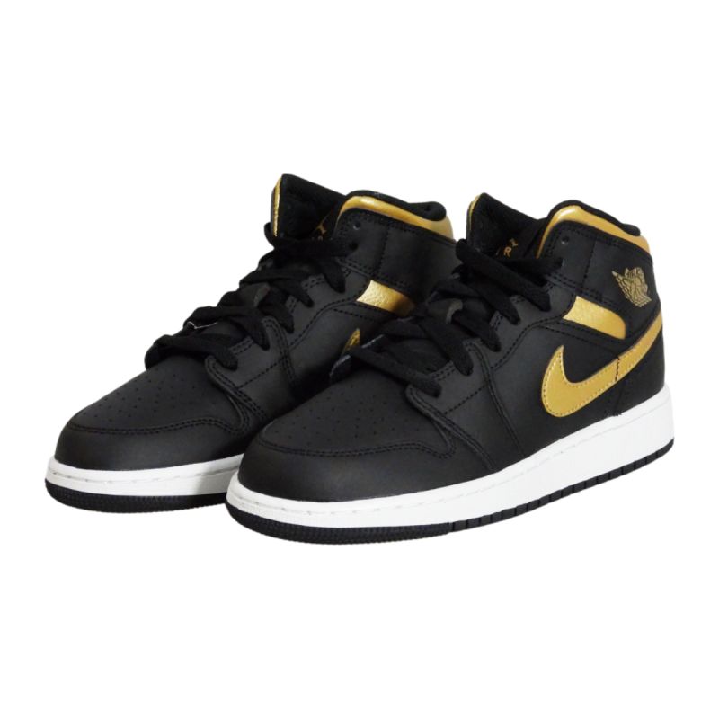 Air Jordan 1 Mid Junior (GS) Basketball Shoe Black/Metallic Gold - DQ8423-071 Obuwie/Buty do koszykówki męskie/Air Jordan Your Sports Performance