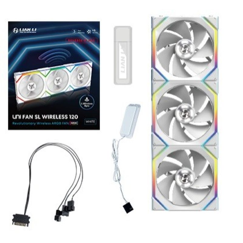 Lian Li UNI FAN SL Wireless 120 Reverse Blade Computer Case Fan 12 cm White 3 pieces Chłodzenie/Chłodzenie - wentylatory Your Sports Performance