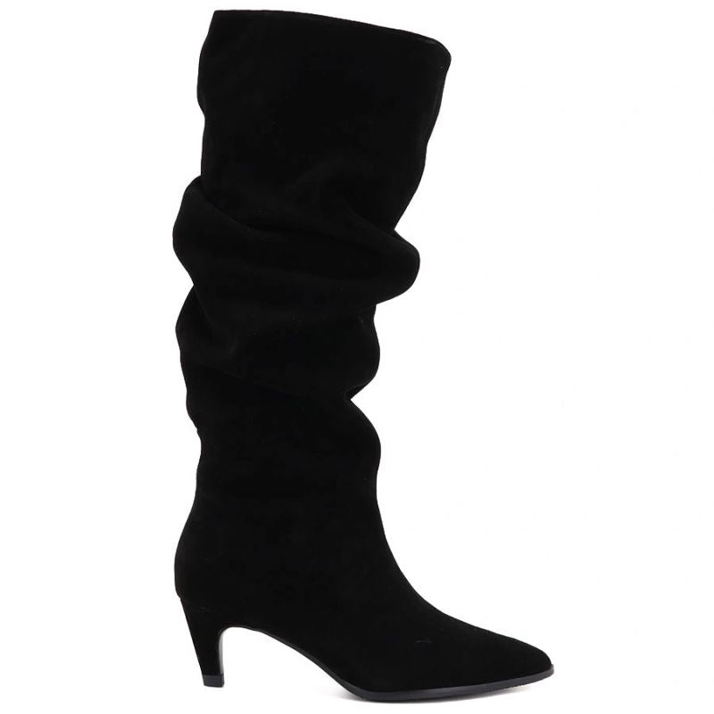 Women's leather boots, ruffled, black, Vinceza ZHI27-89167