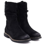 Women's insulated ankle boots with a ruffled upper, black M.Daszyńskie SA296-5