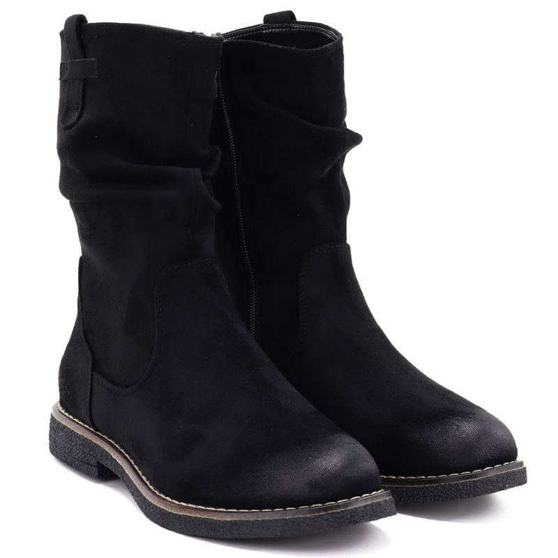 Women's insulated ankle boots with a ruffled upper, black M.Daszyńskie SA296-5