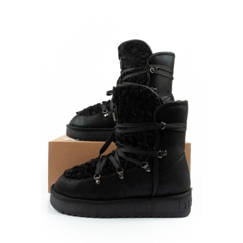 D.Franklin women's winter snow boots, fashionable fur lining, black high D.Franklin