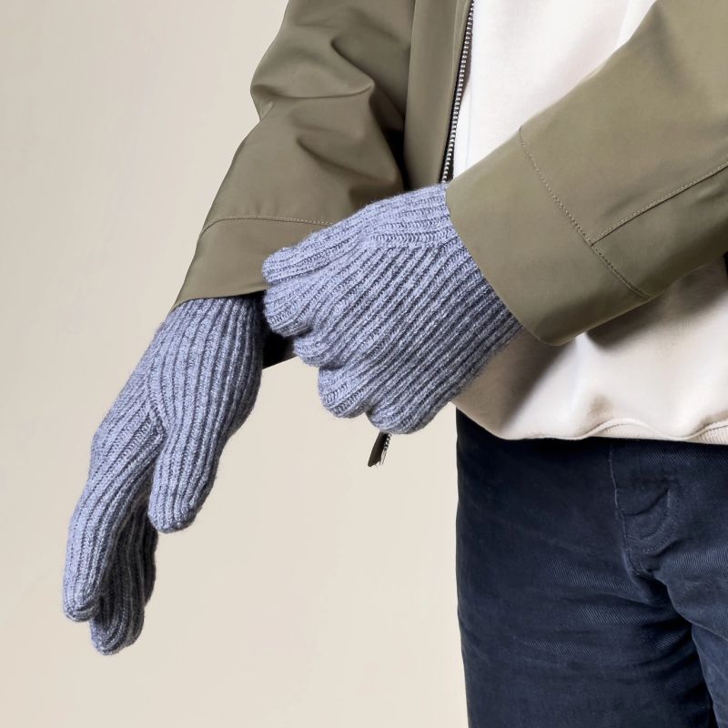 Braided telephone gloves with cut-outs for fingers - gray Hurtel