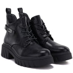 Women’s black ankle boots with block heel and platform, Jezzi MR2502-3