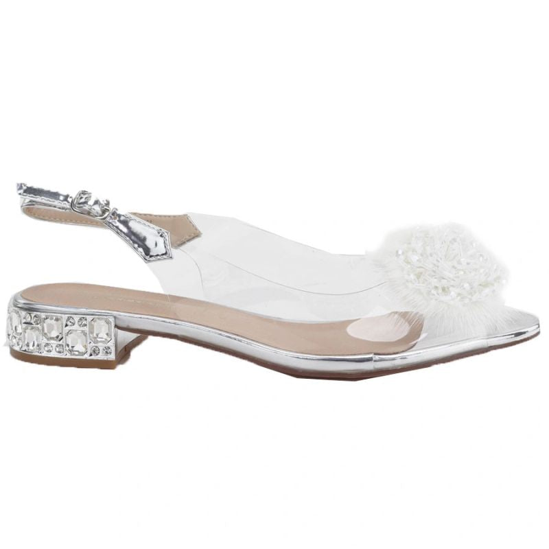Transparent women’s sandals with silver embellishment D&A MR62-9072
