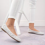 Rieker W RKR649 comfortable leather openwork shoes, white