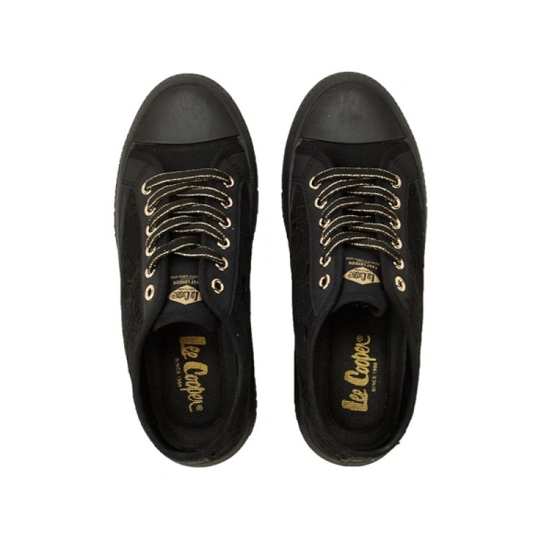 Lee Cooper women's sports shoes sneakers black platform lace Lee Cooper