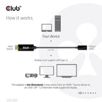 CLUB 3D CAC-1333 Cable Adapter 0.22m HDMI Type-A (Standard) USB Type-C Black Kable i adaptery/Adaptery, przejściówki Your Sports Performance