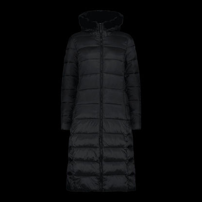 CMP women's long winter coat, insulated jacket with hood, black (34K0046F/U901) CMP