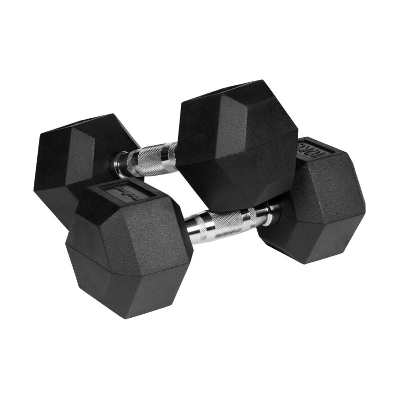 HEX 2x10 kg rubber-coated cast iron dumbbells REBEL ACTIVE In preparation Your Sports Performance