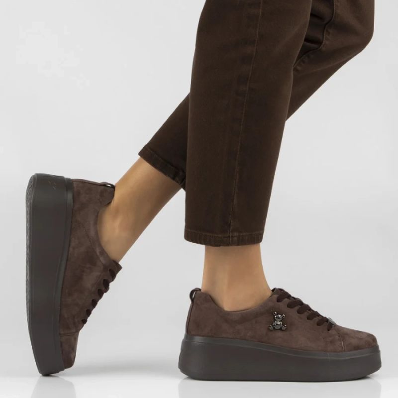 Women's brown leather platform shoes Filippo 6246