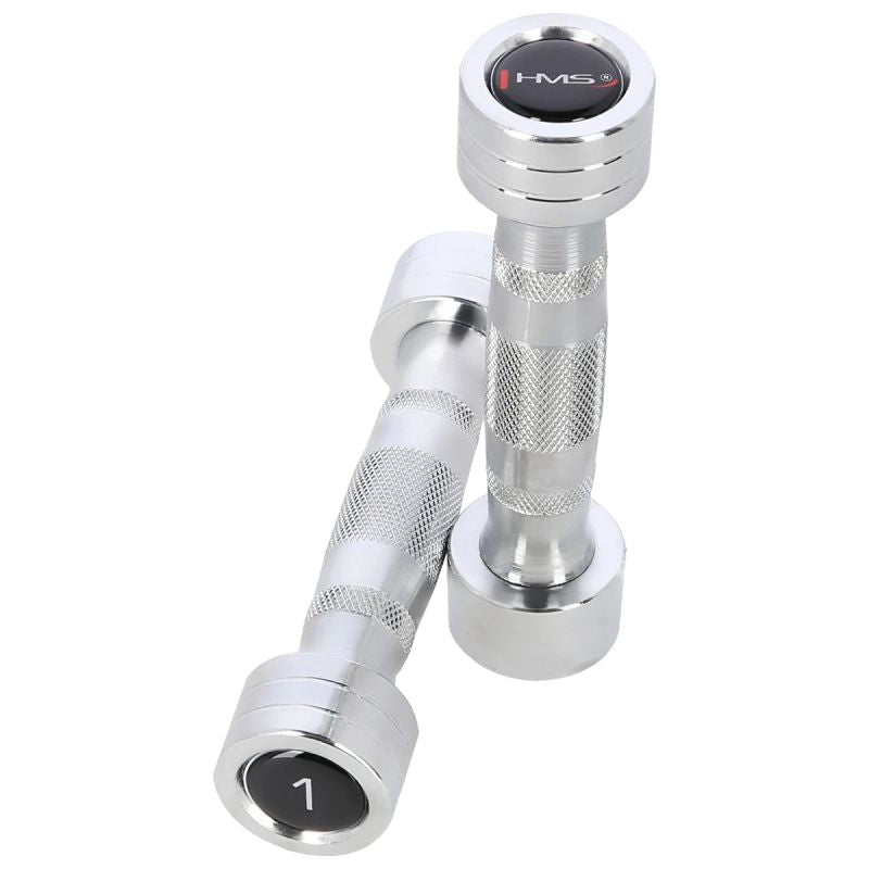 Set of HMS chrome dumbbells