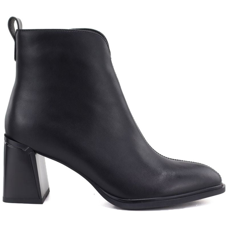 Women's black leather high-heeled ankle boots Vinceza 67057