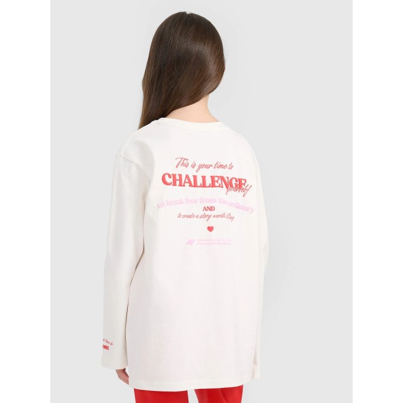 Oversized longsleeve with print for girls 4F 4FJRAW25TLONF589-11S 4f