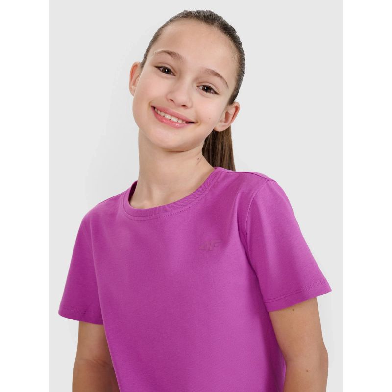 Regular plain girls' T-shirt 4F 4FJWSS25TTSHF2177-50S *Kategoria tymczasowa Your Sports Performance