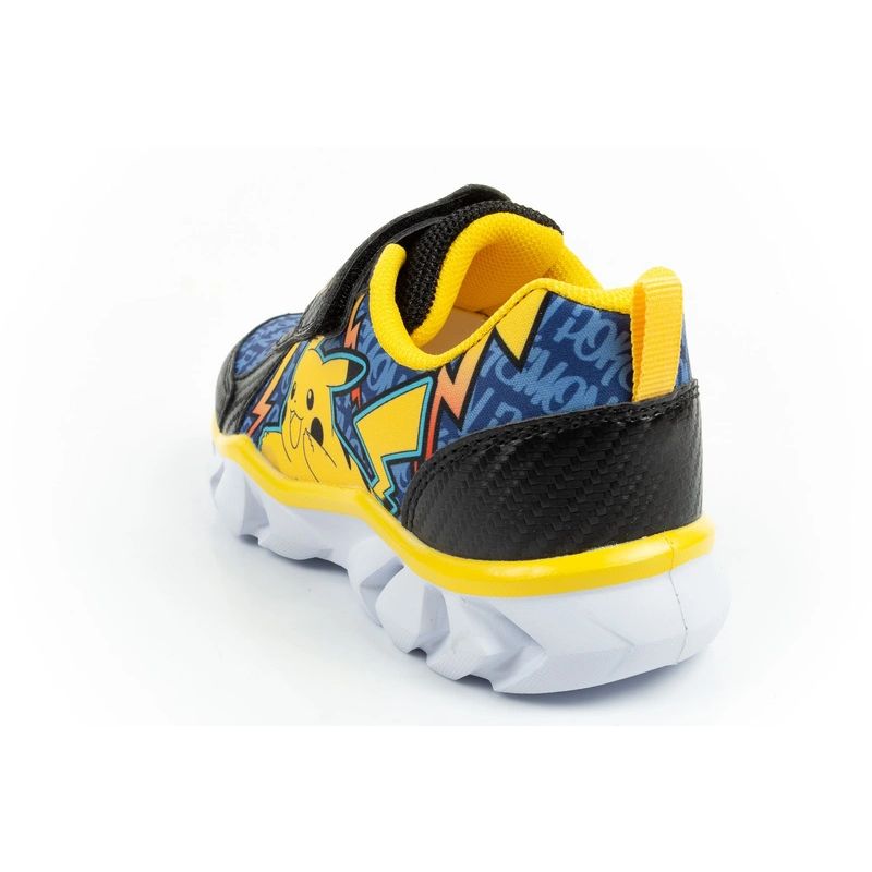Leomil children's sports shoes Pokemon sneakers lightweight with velcro LED black yellow