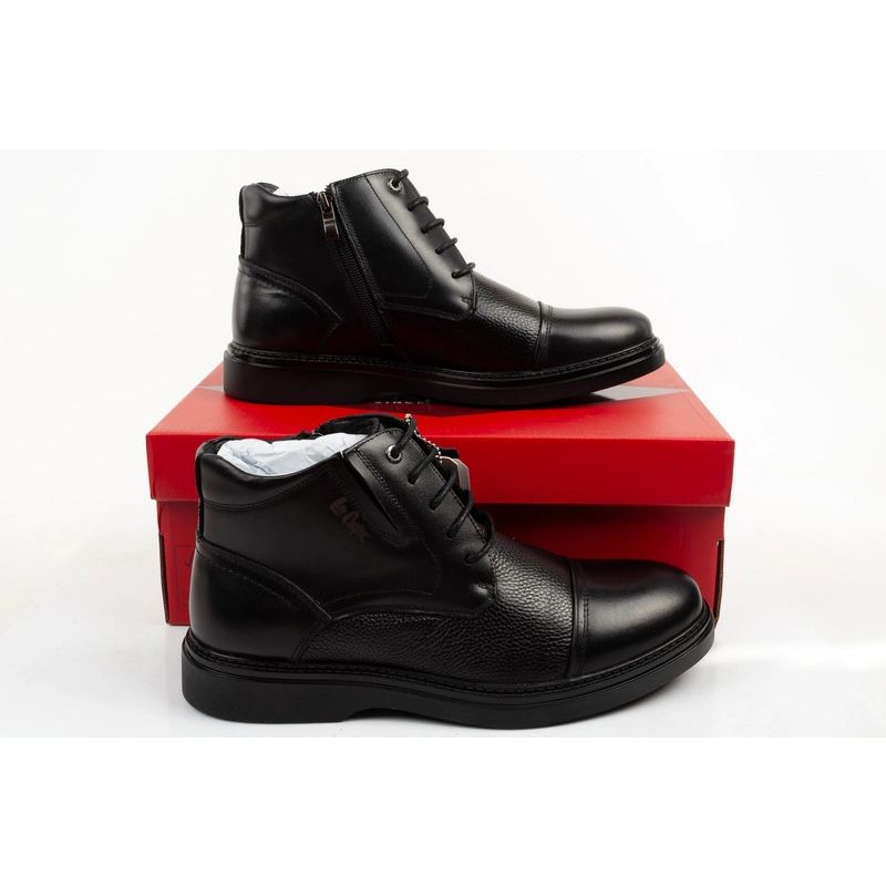 Lee Cooper men's shoes elegant leather black insulated ankle boots