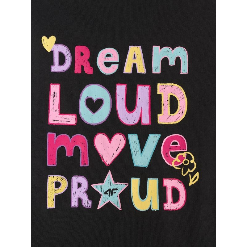 Girls' loose T-shirt with print 4F 4FJRSS26TTSHF4137-20S 4f