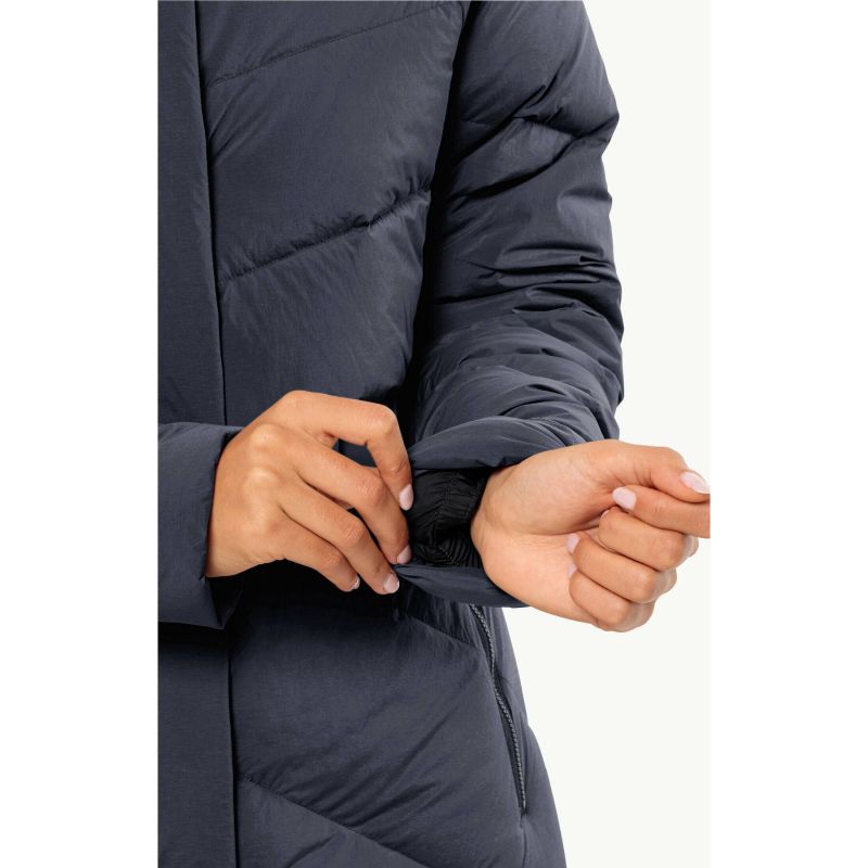 Jack Wolfskin MARIENPLATZ COAT W night blue Down Insulated women's winter jacket navy blue (1206971_1010) In preparation Your Sports Performance