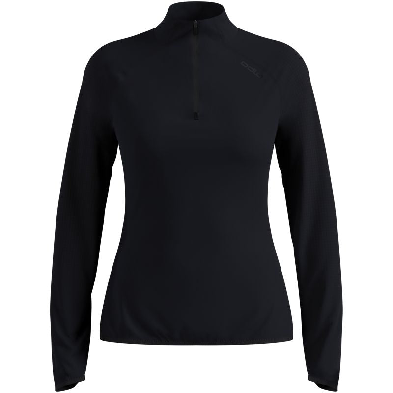 Women’s mock-neck sweatshirt Odlo ZEROWEIGHT WARM Mid layer 1/2 zip, black