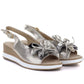 Women's leather sandals with a flower, gold, S.Barski 5988 S.Barski