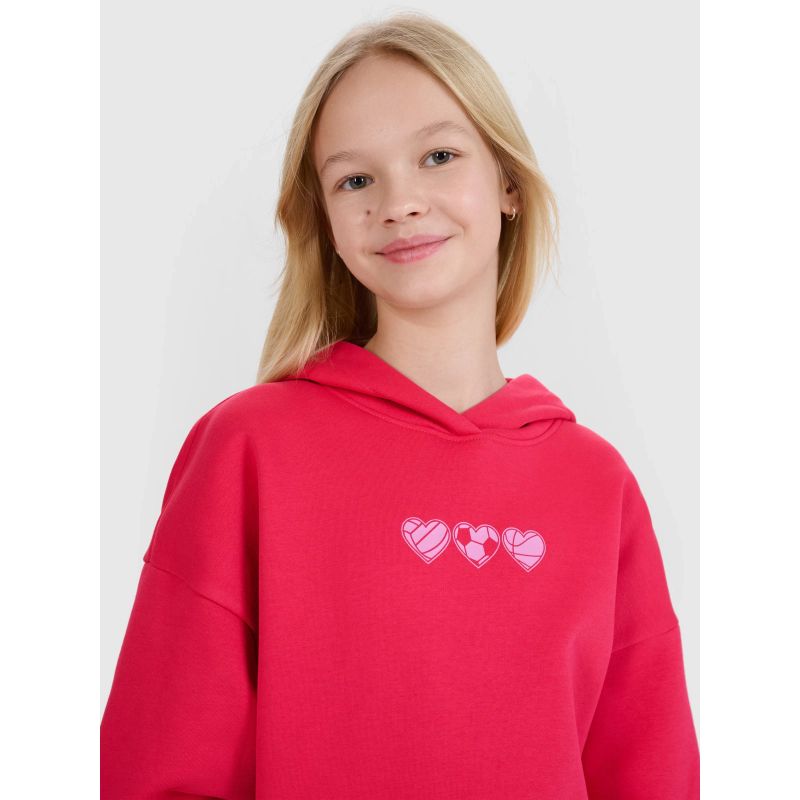 Girls' sweatshirt with a hood, open, 4F 4FJRSS25TSWSF2235-62S *Kategoria tymczasowa Your Sports Performance
