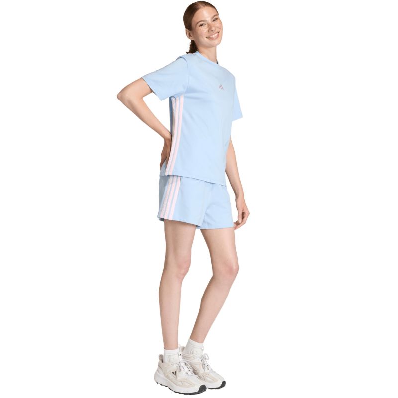 Women's adidas Essentials 3-Stripes Cotton T-shirt, light blue KB7119