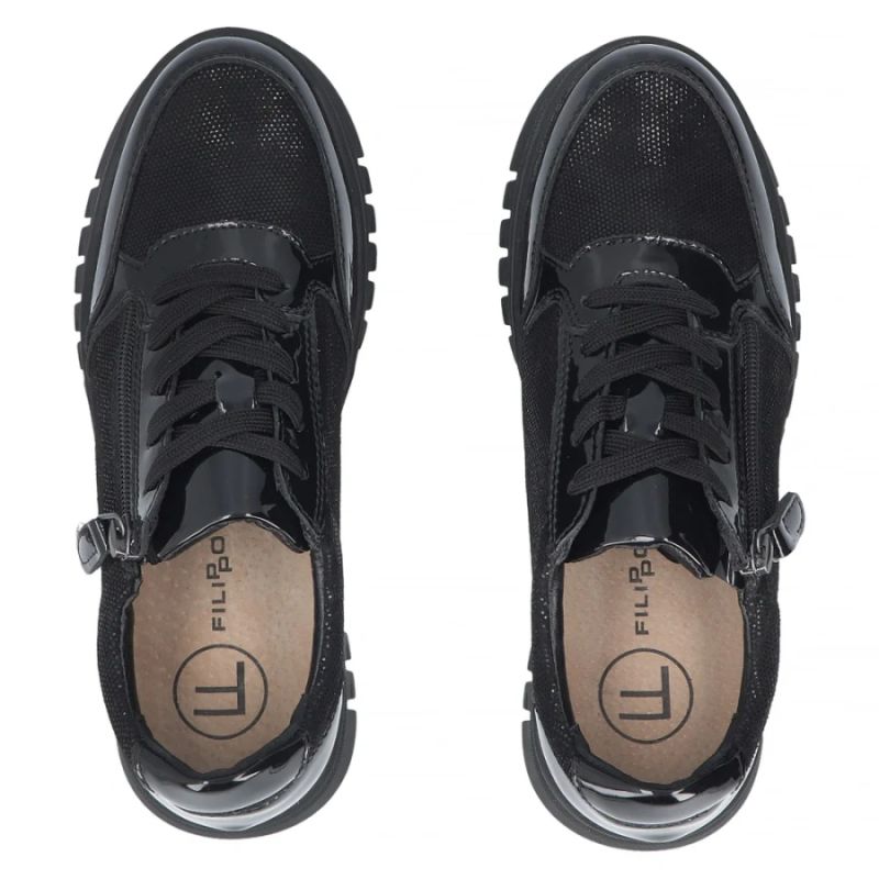 Filippo DP8105 patent leather wedge shoes in black
